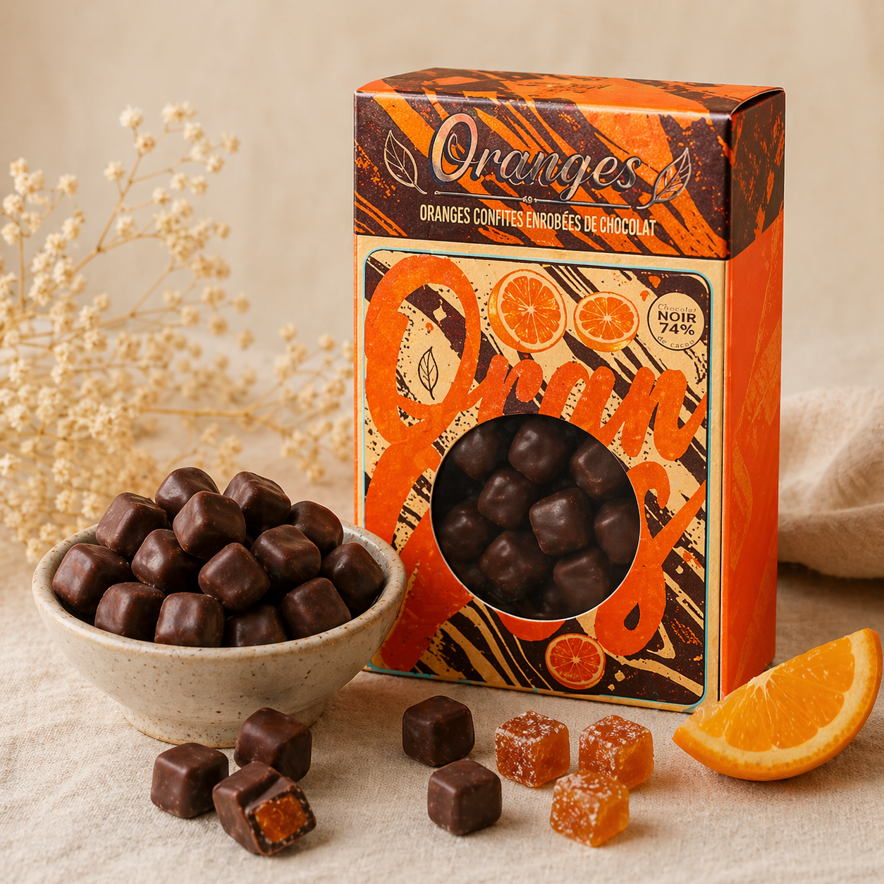 Orangettes au Chocolat Noir 74% – 150g La confiserie Fruidoraix