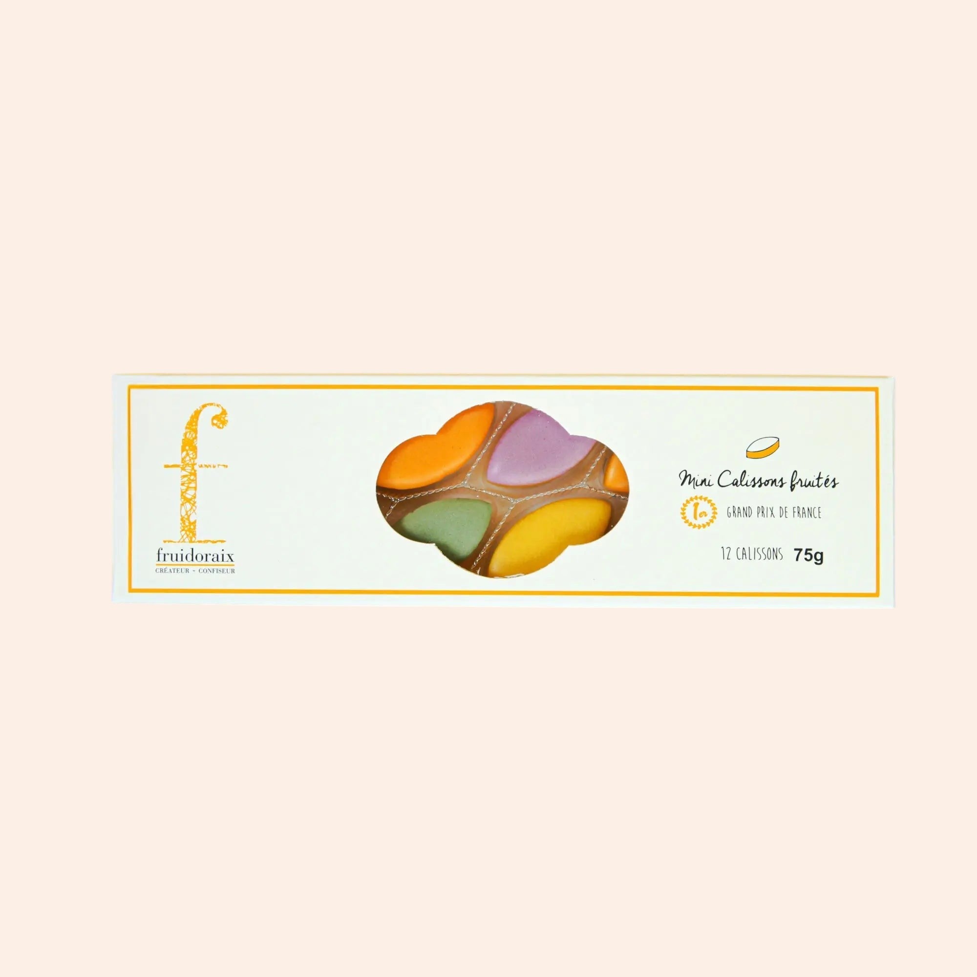 Etui de 12 mini calissons fruités Maison Fruidoraix aux saveurs cassis, citron et pistache dans un coffret élégant