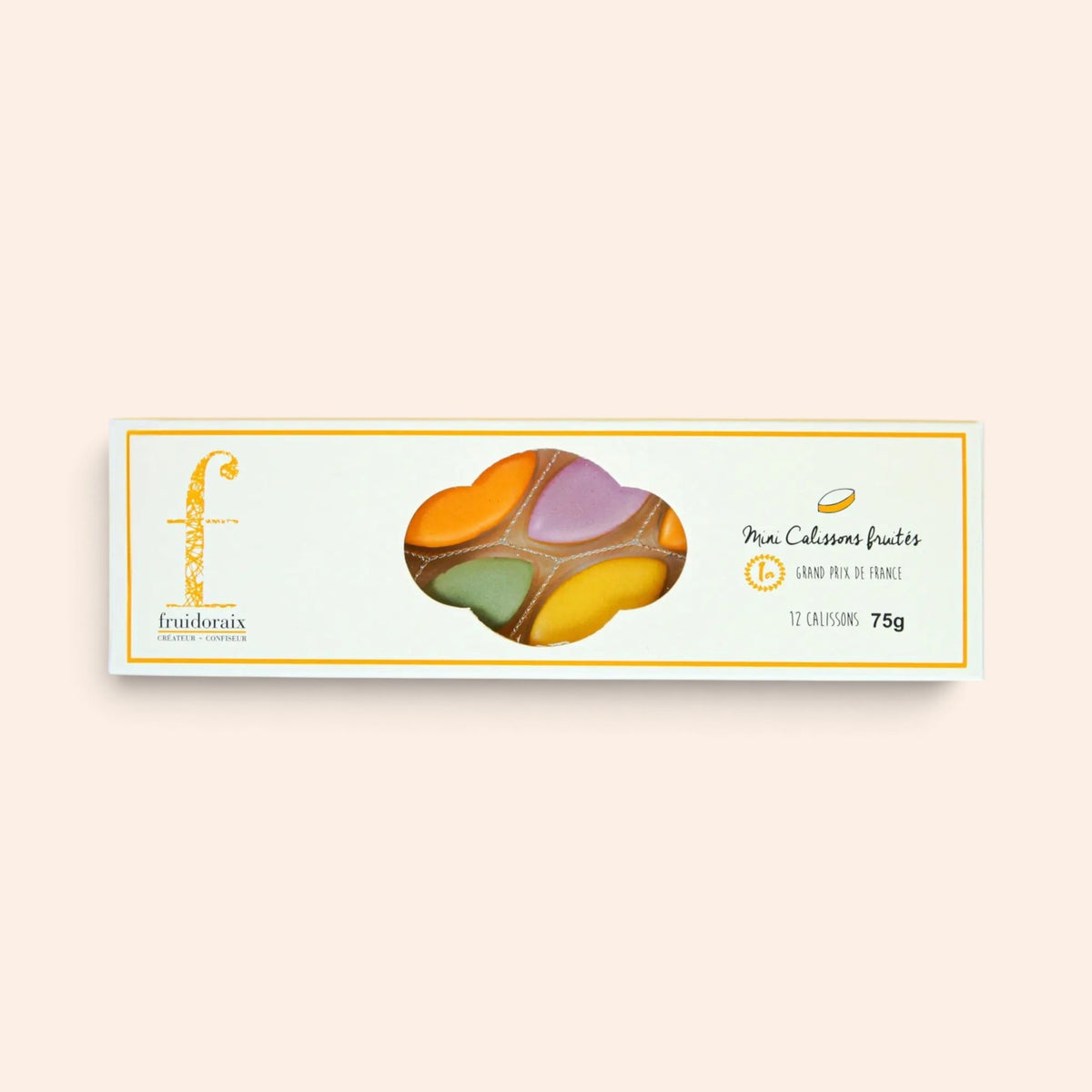 Etui de 12 mini calissons fruités Maison Fruidoraix aux couleurs vives, confiserie artisanale de Provence