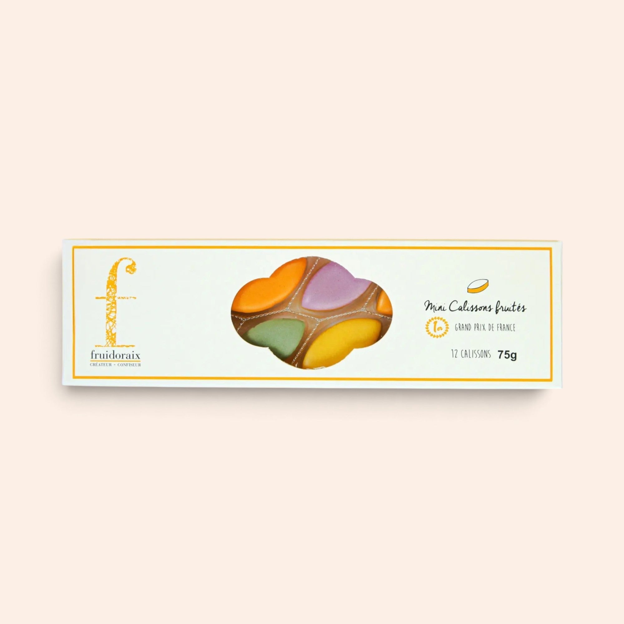 Etui de 12 mini calissons fruités Maison Fruidoraix aux couleurs vives, confiserie artisanale de Provence