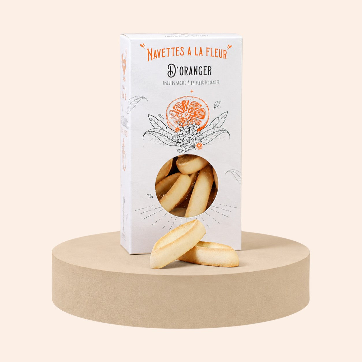 Boîte de navettes à la fleur d'oranger Maison Fruidoraix, biscuits provençaux traditionnels en forme de barque