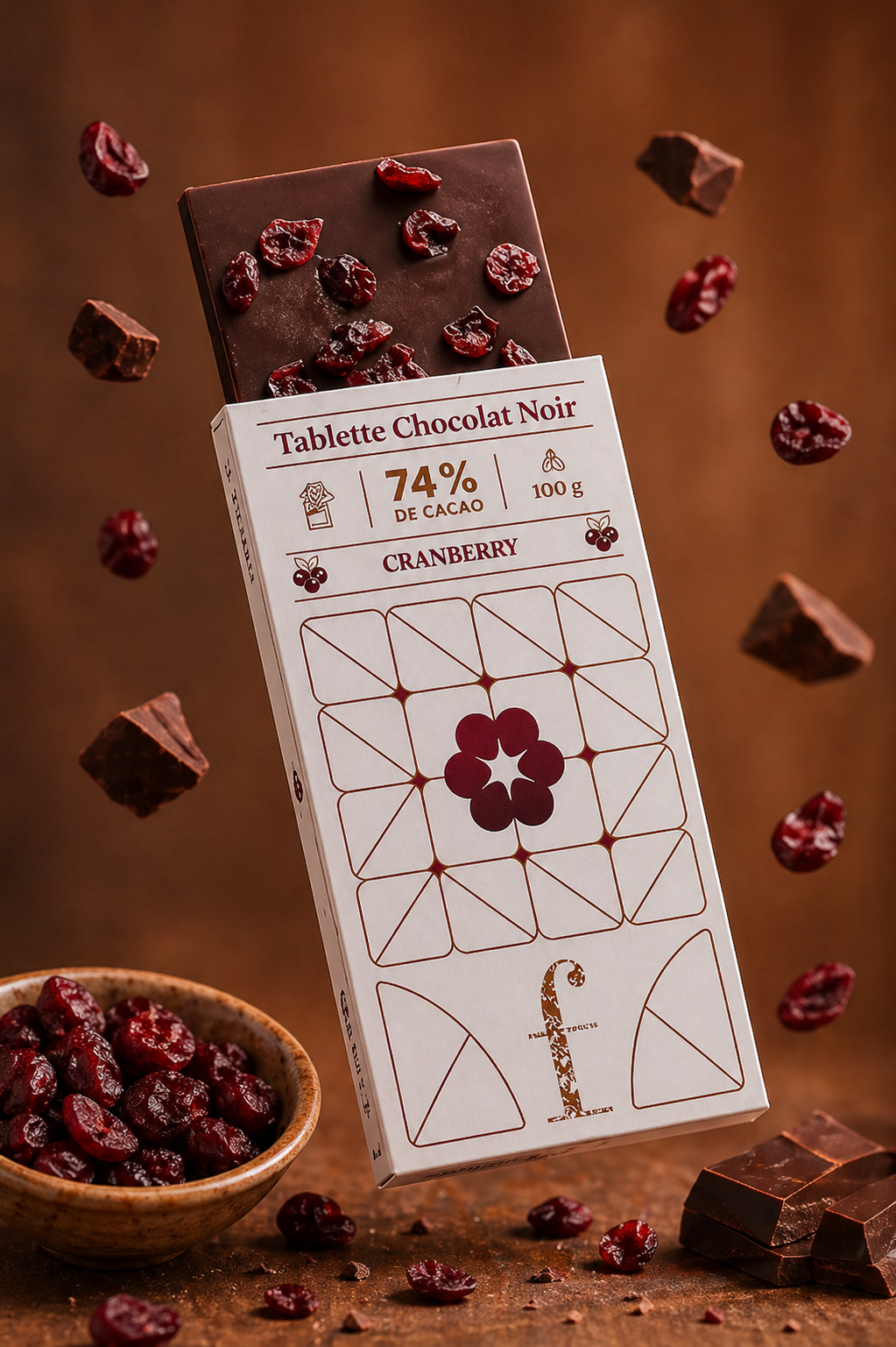 Tablette chocolat noir & cranberries 100g Ma boutique